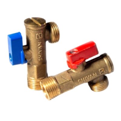 خرید شیر پیسوار استاندارد 1/2 شیوان رنگ برنجی با اهرم آبی - شیوان آرتا