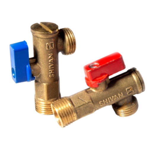 مرکز خرید عمده شیر پیسوار استاندارد 1/2 شیوان رنگ برنجی با اهرم قرمز - شیوان آرتا